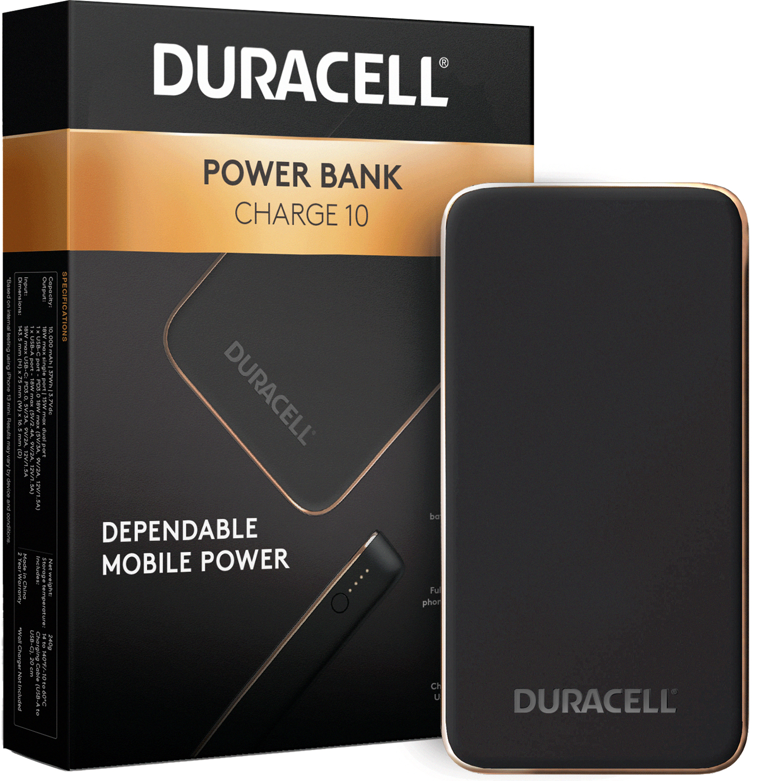 Зовнішній акумулятор (PowerBank) DURACELL CHARGE 10 10000 mAh 18W (DRPB3010A)